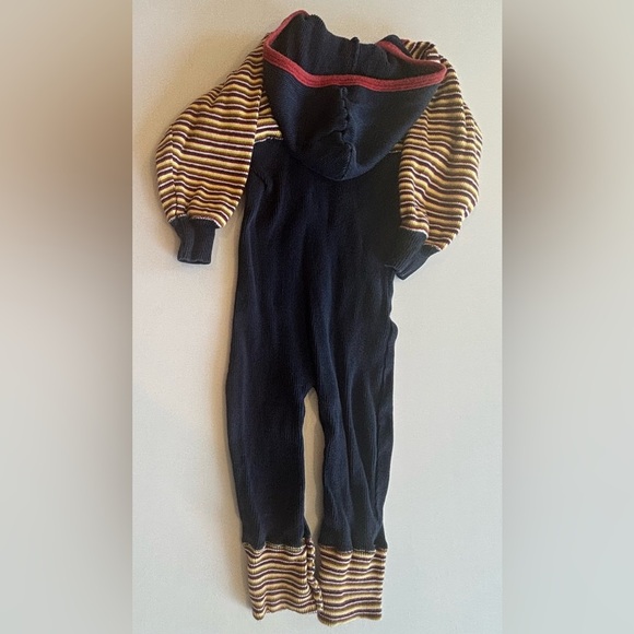 VINTAGE PEEK-A-BABE Infant Long Sleeve Hooded Onesie with Frog Detail 12M - Picture 2 of 10